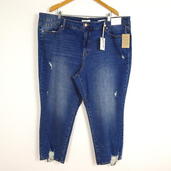 Jessica Simpson Slim Straight Jeans Plus Size 24W Blue Denim Distressed - Picture 1 of 8